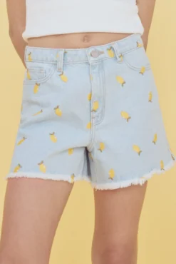 Short denim limones para niña