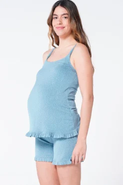 Short pijama maternity estampado volantes