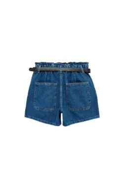 Shorts denim talle alto con cinturón