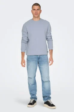 Sudadera básica con cuello redondo