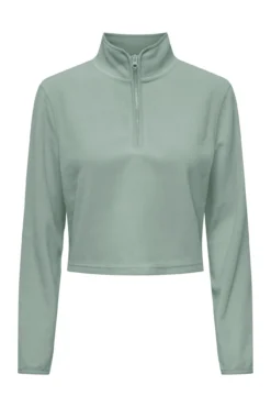 Sudadera corta con cuello con cremallera