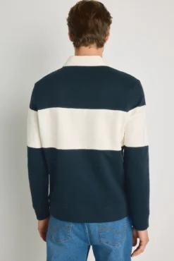 Sudadera cuello camisero de rayas