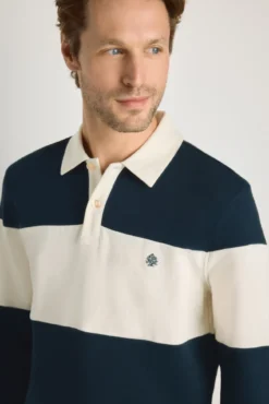 Sudadera cuello camisero de rayas