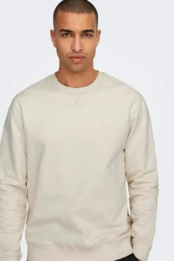 Sudadera de cuello redondo y print pequeño delantero regular fit