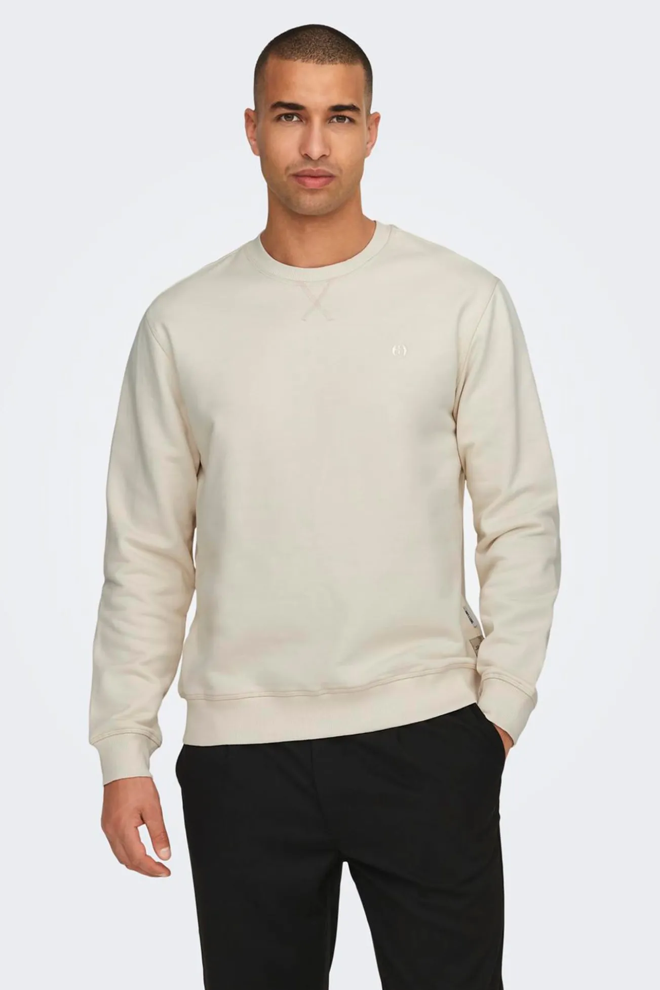 Sudadera de cuello redondo y print pequeño delantero regular fit