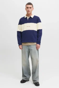 Sudadera tipo polo franja