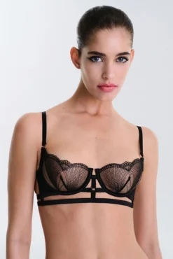 Sujetador balconette con aro tul negro