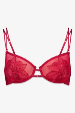 Sujetador balconette PRETTY tul rojo brillo