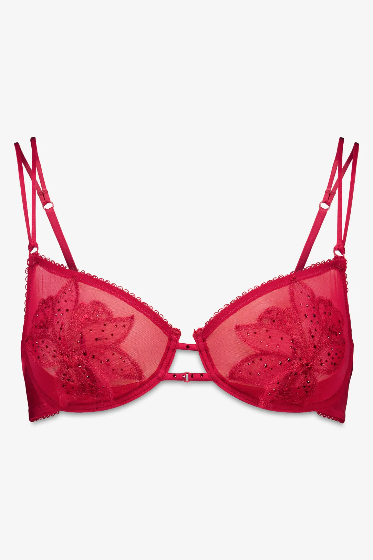 Sujetador balconette PRETTY tul rojo brillo