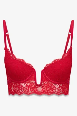 Sujetador GORGEOUS push up encaje rojo brillo