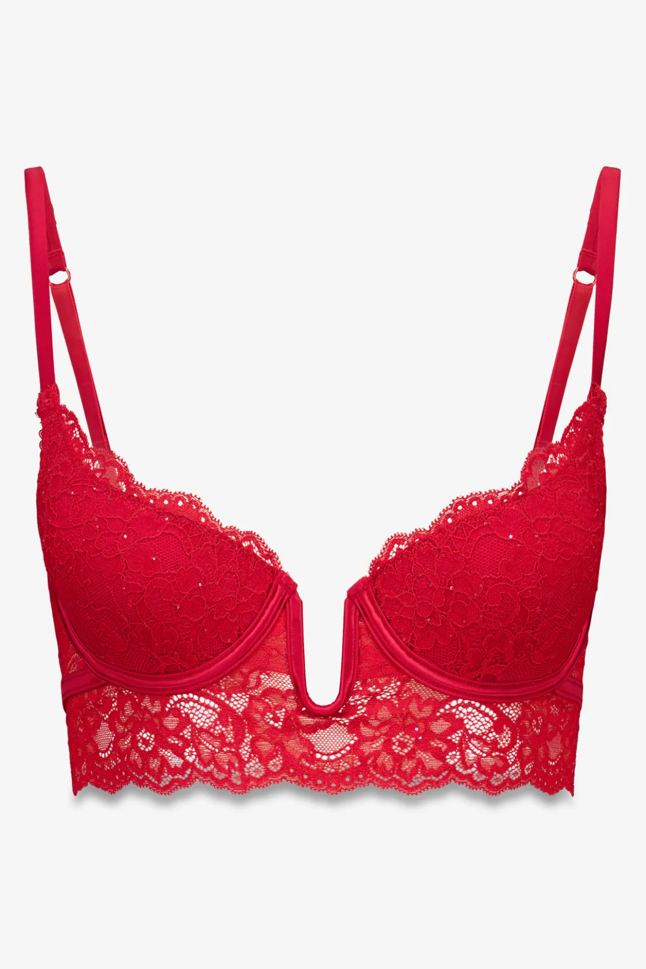 Sujetador GORGEOUS push up encaje rojo brillo