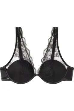 Sujetador halter satén y tul negro
