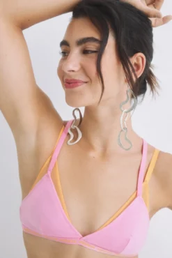 Sujetador triangular mesh rosa
