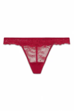 Tanga encaje rojo strass