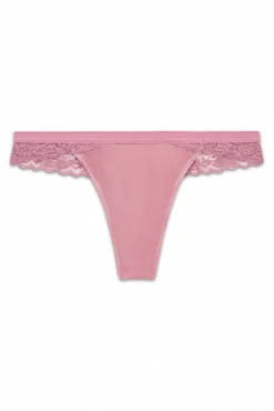 Tanga encaje y terciopelo rosa