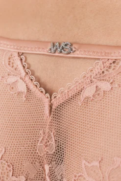 Tanga tira encaje rosa brillos
