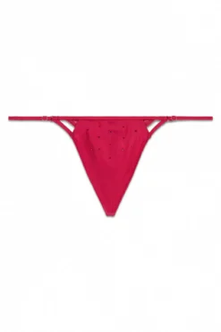 Tanga tira microfibra satinada rojo brillo