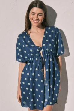 Túnica corta crepe ligero estampado lunares