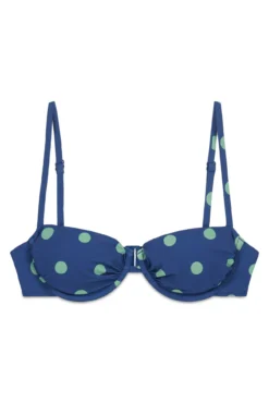 Top bikini balconette estampado lunares azul