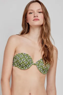 Top bikini bandeau estampado
