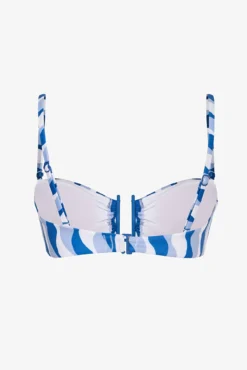 Top bikini bandeau print ondas