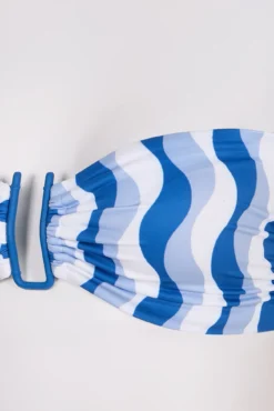 Top bikini bandeau print ondas