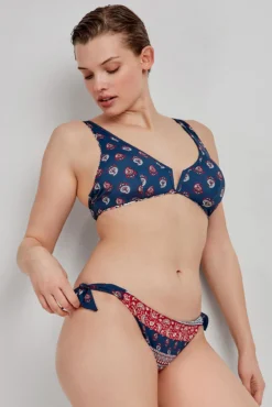 Top bikini capacidad reversible sin aro estampado étnico