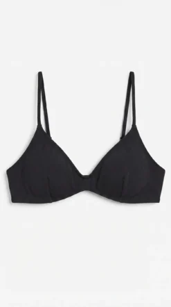 Top bikini escote V liso negro
