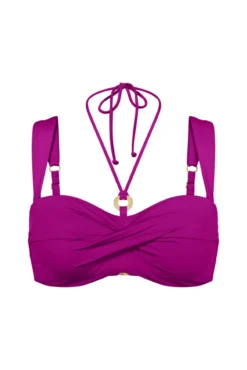Top bikini fruncido con relleno y aro