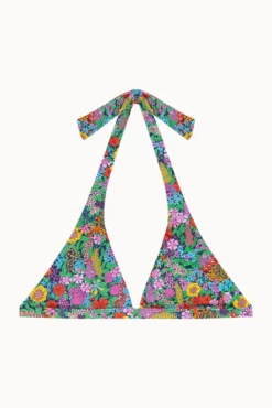 Top bikini halter con goma floral