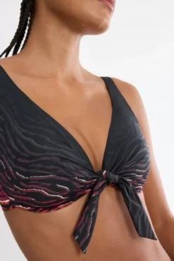 Top bikini reductor aro nudo central animal print