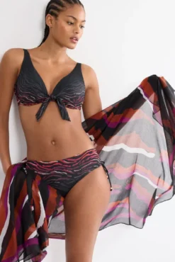 Top bikini reductor aro nudo central animal print