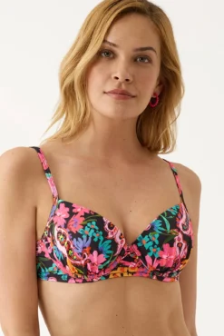 Top bikini relleno aros floral