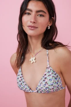 Top bikini triangular cortina estampado