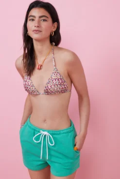 Top bikini triangular cortina estampado