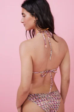 Top bikini triangular cortina estampado