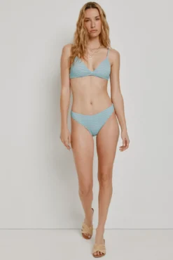 Top bikini triangular estampado rayas