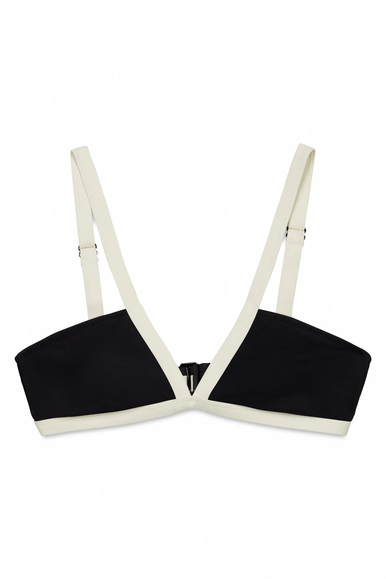 Top bikini triangular negro semi brillante