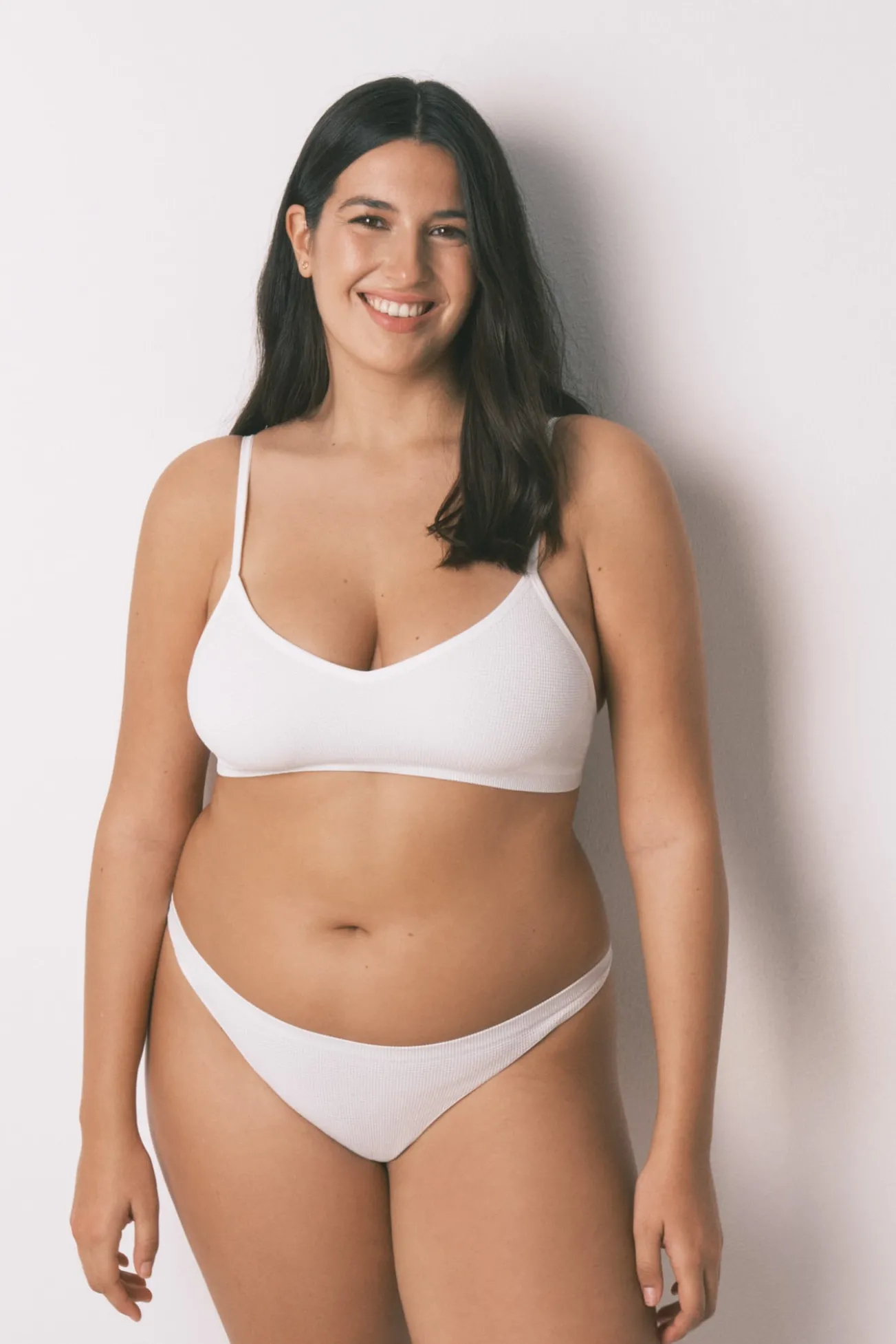 Top canalé seamless blanco lurex
