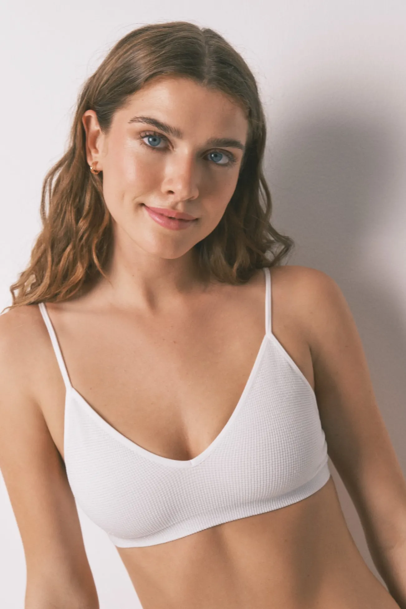 Top canalé seamless blanco lurex