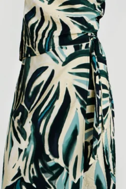 Top con volante estampado de viscosa
