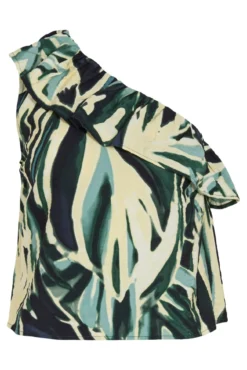 Top con volante estampado de viscosa