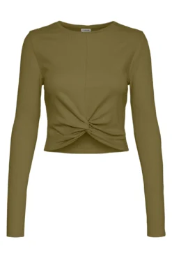 Top cropped de manga larga