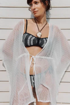 Top de bikini bandeau crochet negro