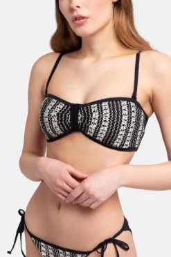 Top de bikini bandeau crochet negro