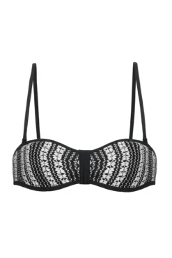 Top de bikini bandeau crochet negro