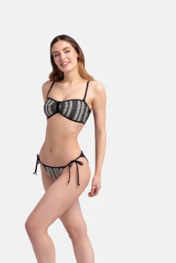 Top de bikini bandeau crochet negro
