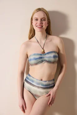 Top de bikini bandeau estampado