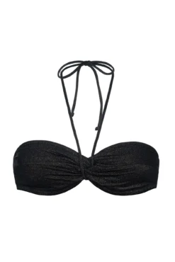 Top de bikini bandeau lúrex negro