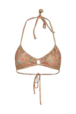 Top de bikini con estampado de flores